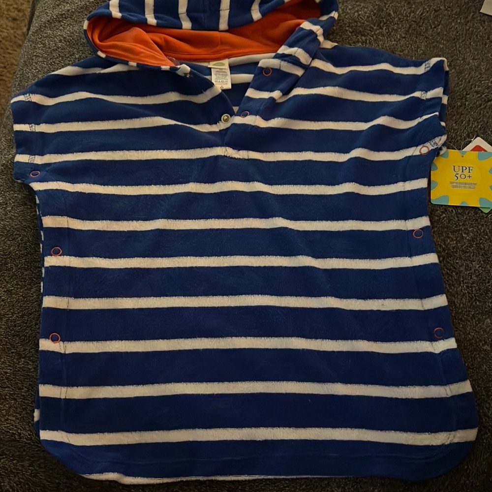 LITTLE ME Terry Striped Hooded UPF 50+ Swim Cover Up NWT 18M